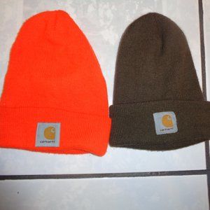 2 Carhartt Beanie  Caps Hats Brown & Orange